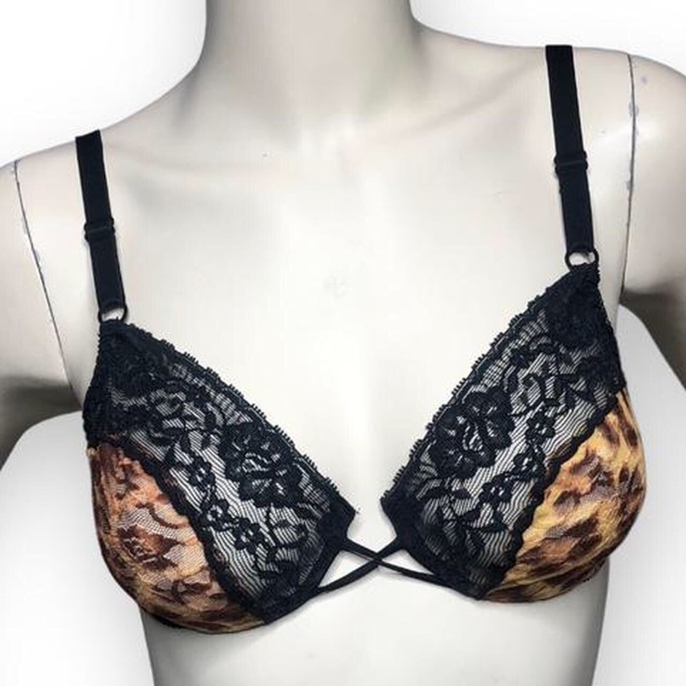 Vintage 34B Sheer Leopard & Lace Bra